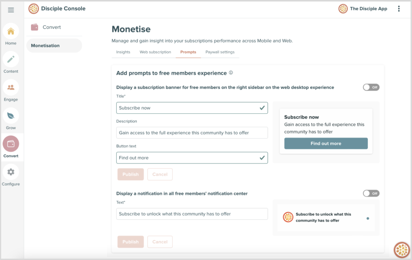 Remind Free Members About Your Subscription Plan Disciple